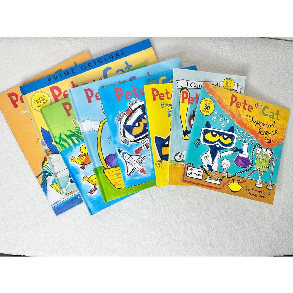 Set of 8 Pete the Cat Books Kids Literature Used Paperback Hardback